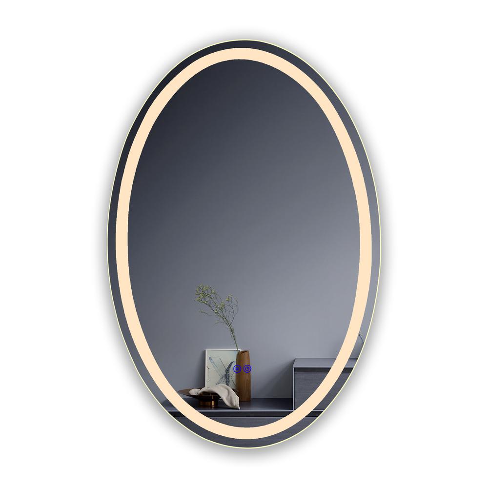 CHLOE Lighting LUMINOSITY Back Lit Oval TouchScreen LED Mirror 3 Color Temperatures 3000K-6000K 36" Height. Picture 5