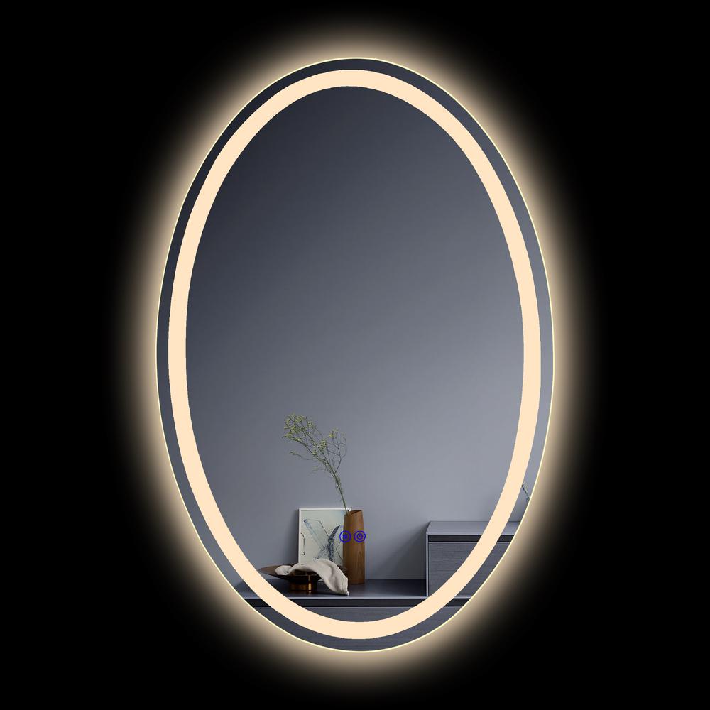 CHLOE Lighting LUMINOSITY Back Lit Oval TouchScreen LED Mirror 3 Color Temperatures 3000K-6000K 36" Height. Picture 7