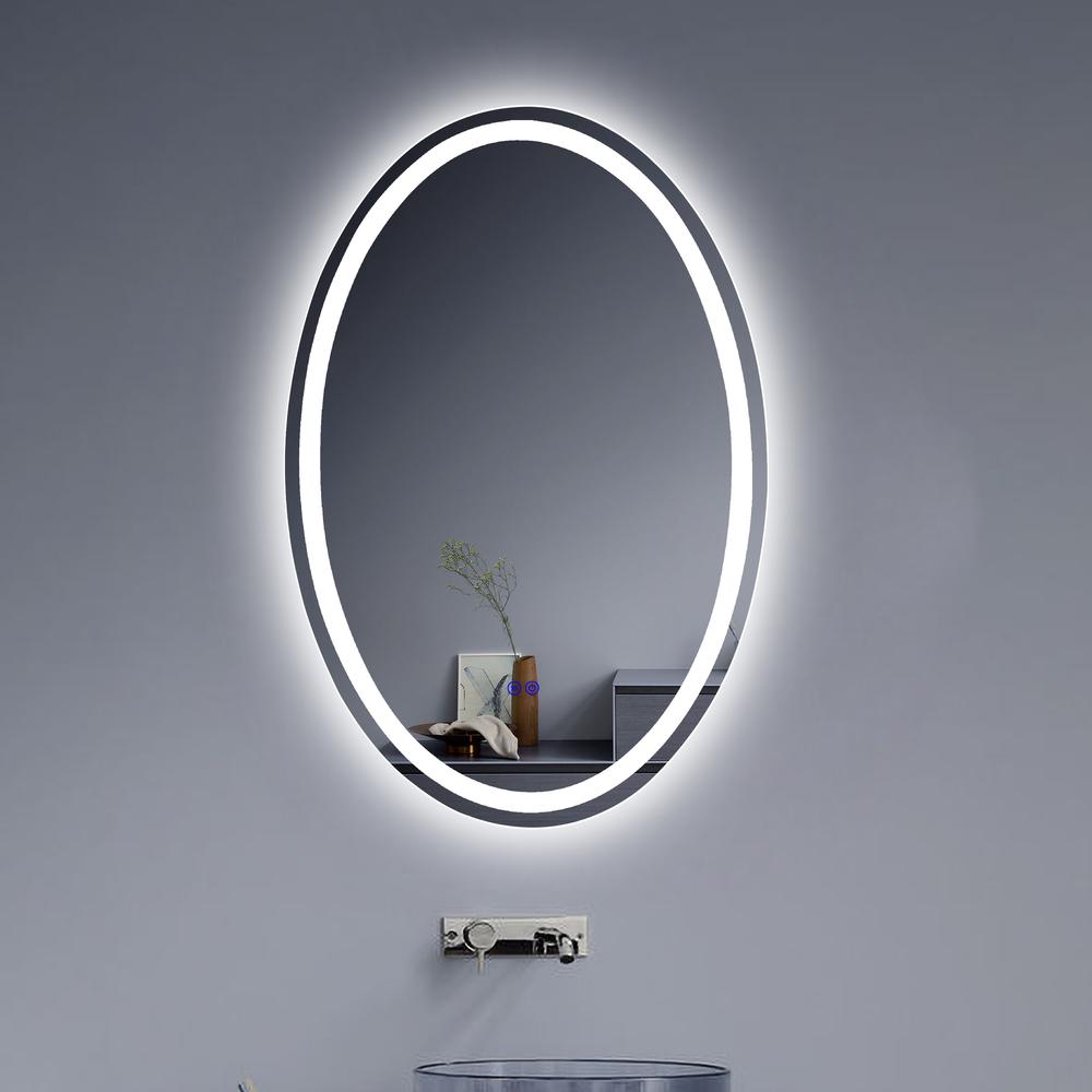 CHLOE Lighting LUMINOSITY Back Lit Oval TouchScreen LED Mirror 3 Color Temperatures 3000K-6000K 36" Height. Picture 14