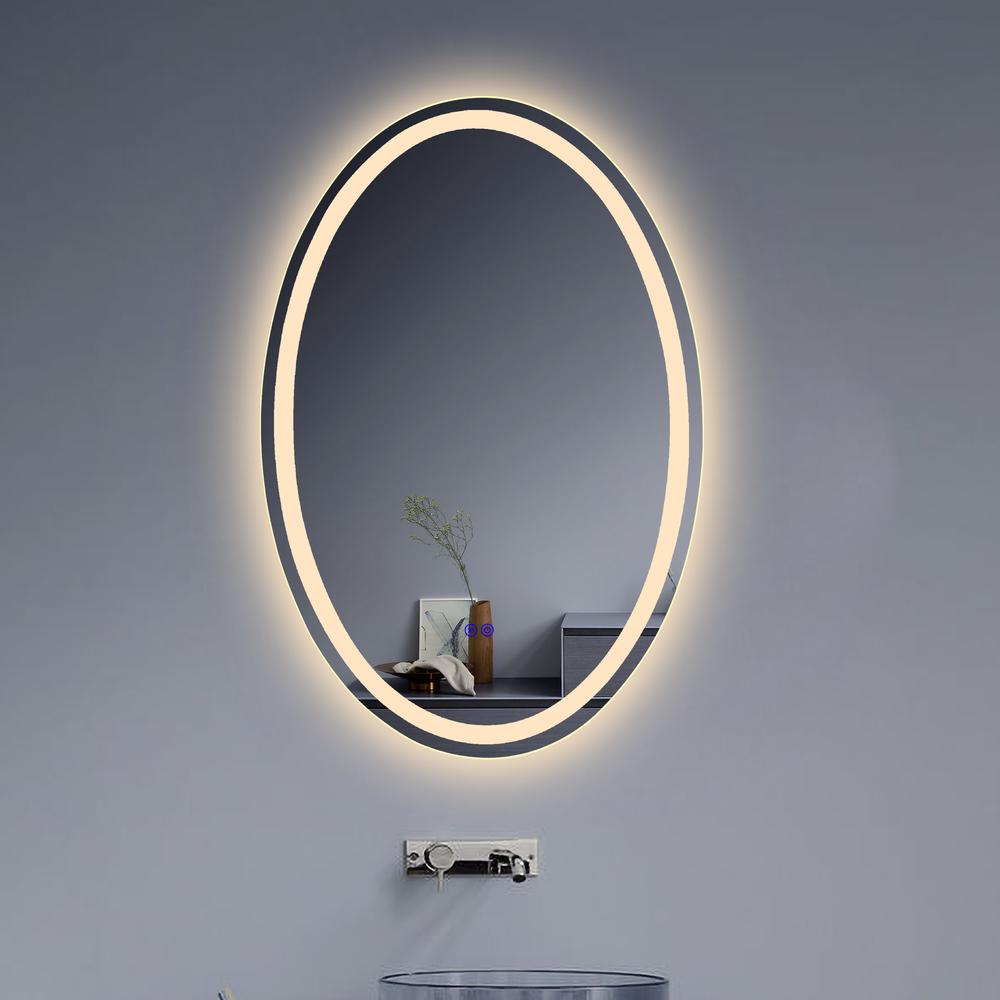 CHLOE Lighting LUMINOSITY Back Lit Oval TouchScreen LED Mirror 3 Color Temperatures 3000K-6000K 36" Height. Picture 15