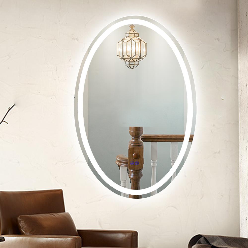 CHLOE Lighting LUMINOSITY Back Lit Oval TouchScreen LED Mirror 3 Color Temperatures 3000K-6000K 36" Height. Picture 16
