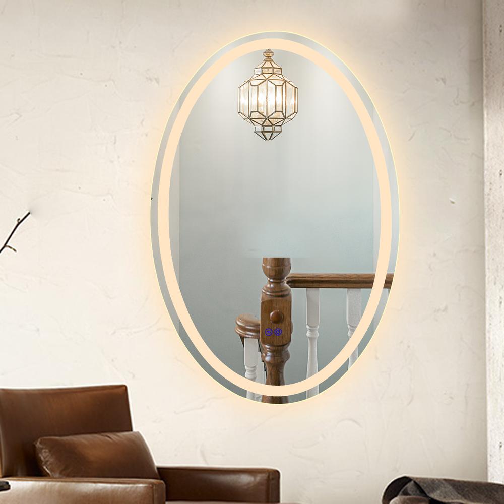 CHLOE Lighting LUMINOSITY Back Lit Oval TouchScreen LED Mirror 3 Color Temperatures 3000K-6000K 36" Height. Picture 17