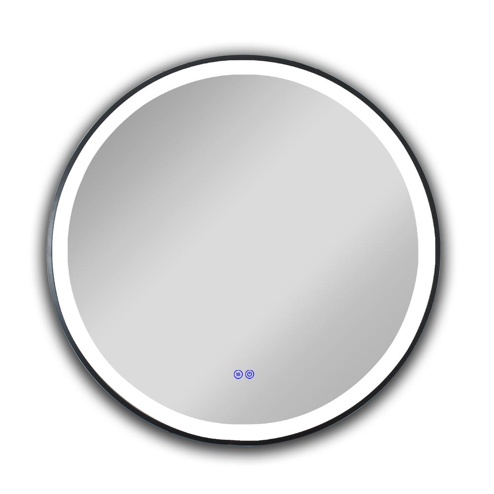 CHLOE Lighting LUMINOSITY Embedded Round TouchScreen LED Mirror 3 Color Temperatures 3000K-6000K 24" Wide. Picture 2