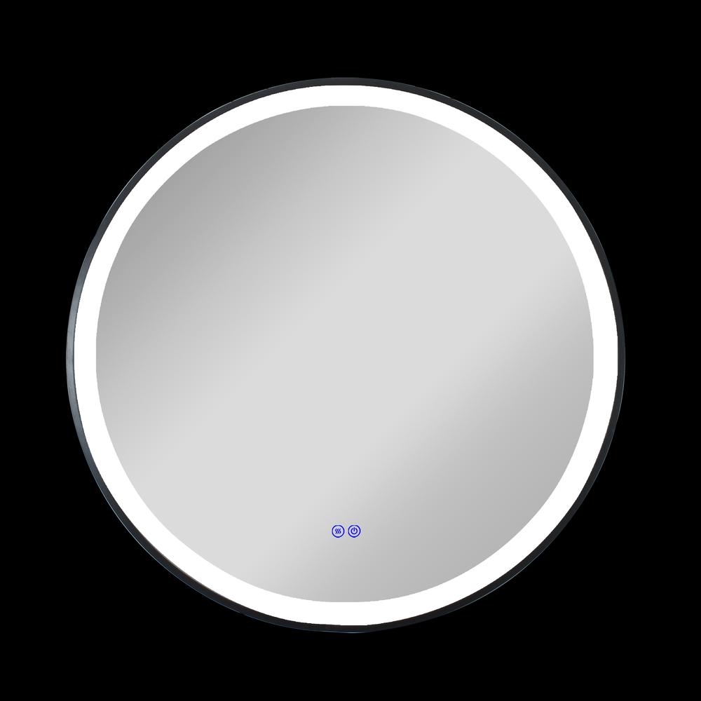 CHLOE Lighting LUMINOSITY Embedded Round TouchScreen LED Mirror 3 Color Temperatures 3000K-6000K 24" Wide. Picture 8