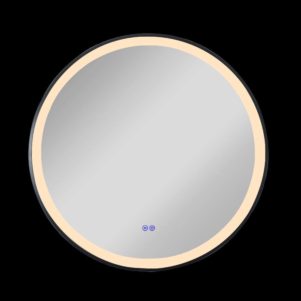 CHLOE Lighting LUMINOSITY Embedded Round TouchScreen LED Mirror 3 Color Temperatures 3000K-6000K 24" Wide. Picture 9