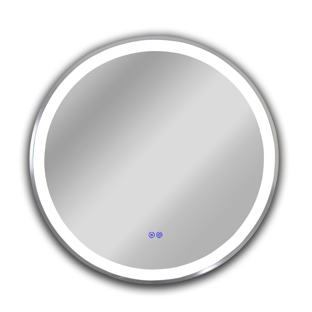 CHLOE Lighting LUMINOSITY- Embedded Round TouchScreen LED Mirror 3 Color Temperatures 3000K-6000K 24" Wide. Picture 2
