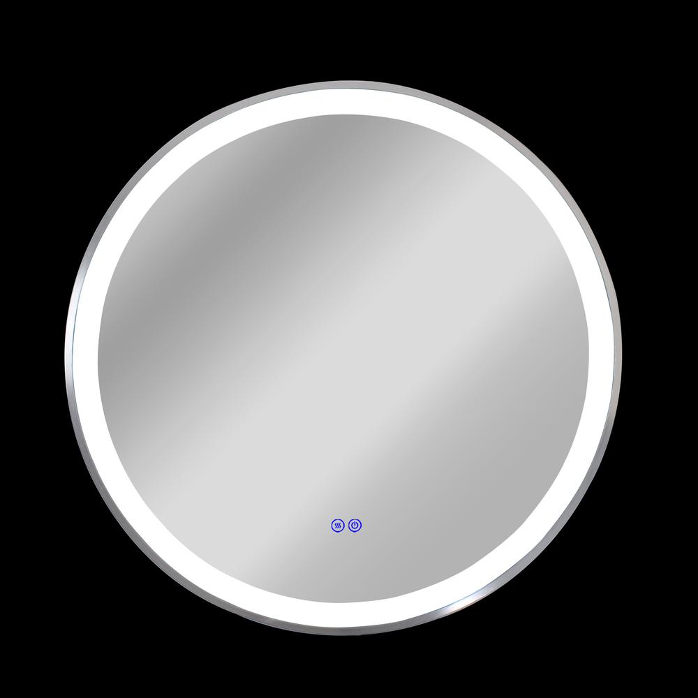 CHLOE Lighting LUMINOSITY- Embedded Round TouchScreen LED Mirror 3 Color Temperatures 3000K-6000K 24" Wide. Picture 8
