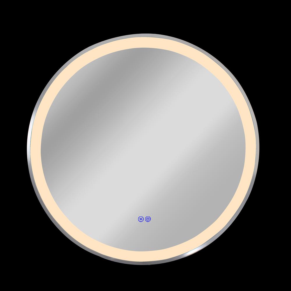 CHLOE Lighting LUMINOSITY- Embedded Round TouchScreen LED Mirror 3 Color Temperatures 3000K-6000K 24" Wide. Picture 9