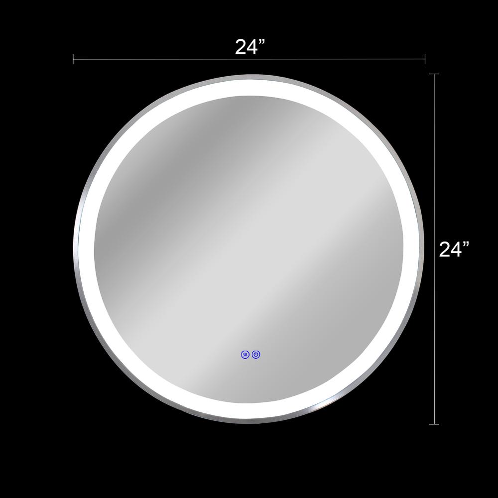 CHLOE Lighting LUMINOSITY- Embedded Round TouchScreen LED Mirror 3 Color Temperatures 3000K-6000K 24" Wide. Picture 18