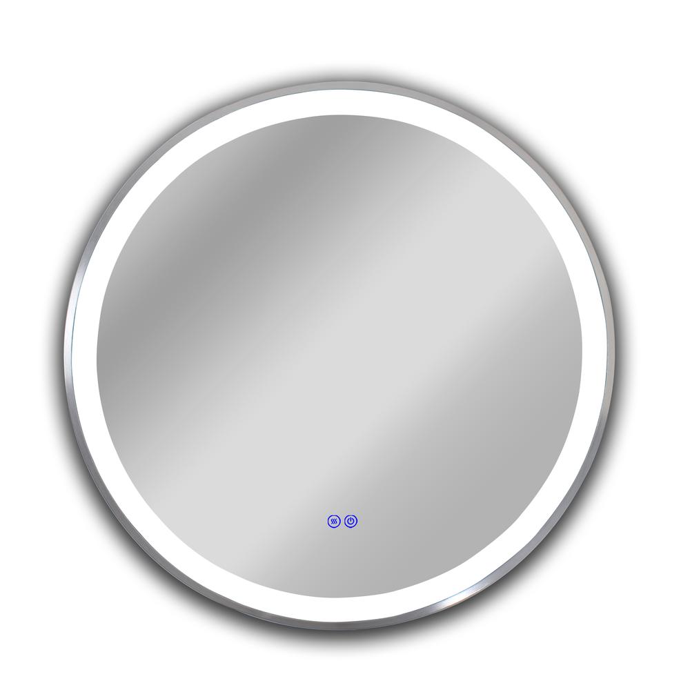 CHLOE Lighting- LUMINOSITY Embedded Round TouchScreen LED Mirror 3 Color Temperatures 3000K-6000K 30" Wide. Picture 2