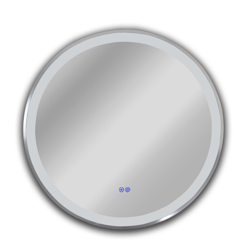 CHLOE Lighting- LUMINOSITY Embedded Round TouchScreen LED Mirror 3 Color Temperatures 3000K-6000K 30" Wide. Picture 3