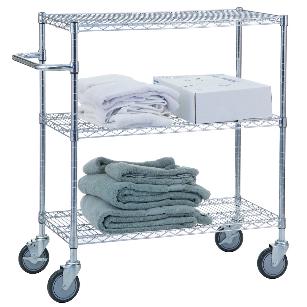 Triple Shelf Utility Cart 18x36x42, 3 Wire Shelves. Picture 1