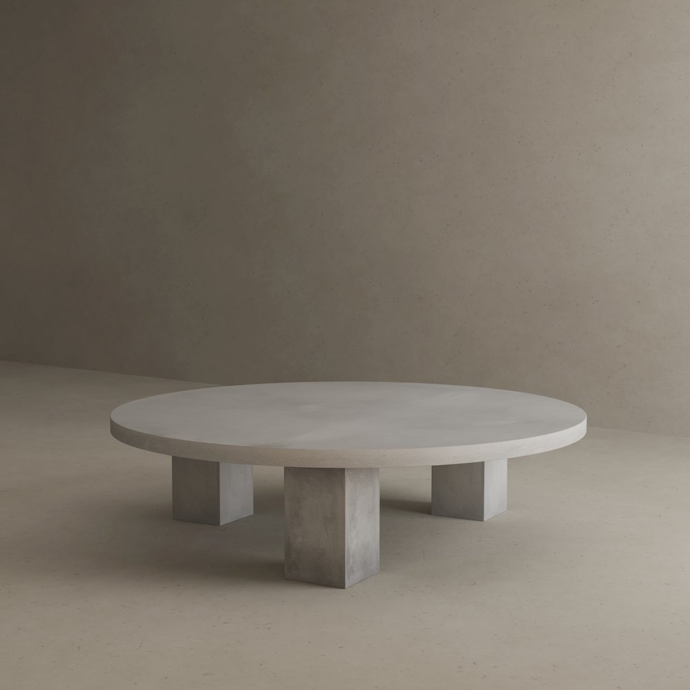 Ella Round Coffee Table Small In Light Gray Concrete. Picture 4