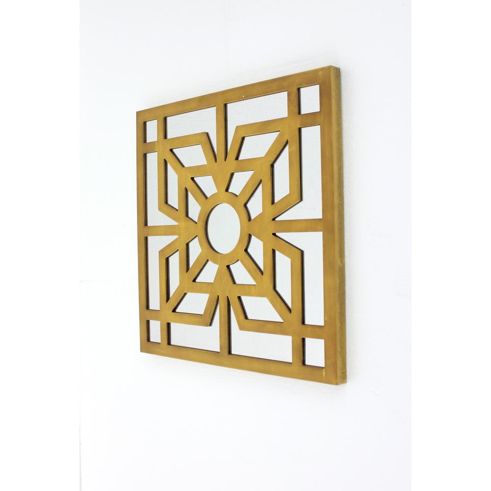 Modern Mirrored Bright Gold Wooden Wall Decor. Picture 6
