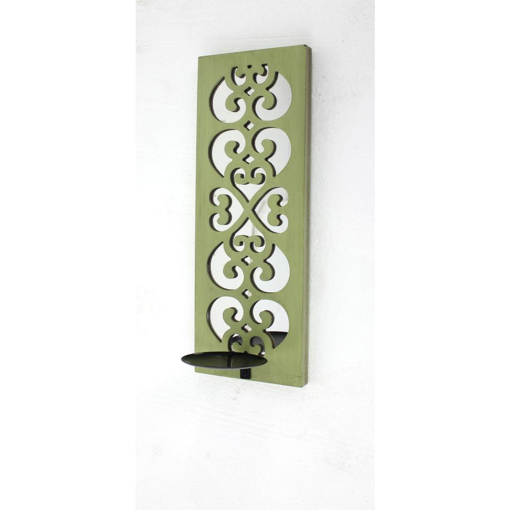 Traditional Green Candle Holder Sconce With Mirror. Picture 6
