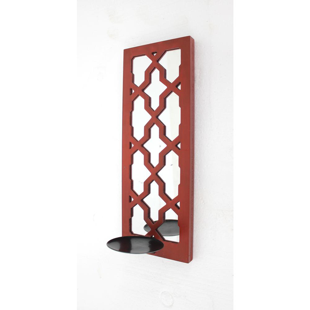 Minimalist Mirrored Red Candle Holder Sconce. Picture 6