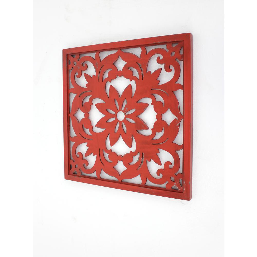 Vintage Red Floral Wall Plaque. Picture 6