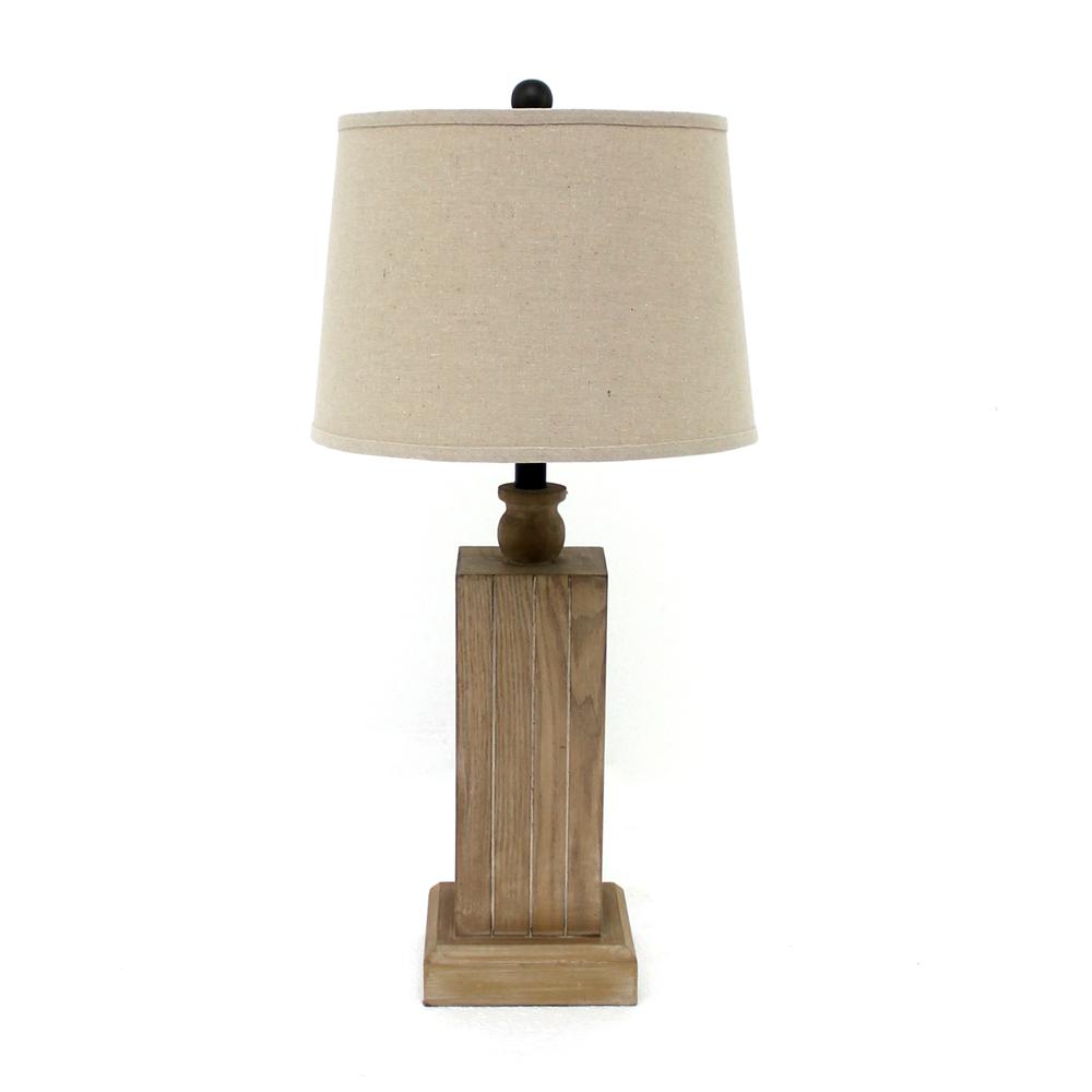 Rustic Table Lamp With Simple Wooden Base. Picture 1