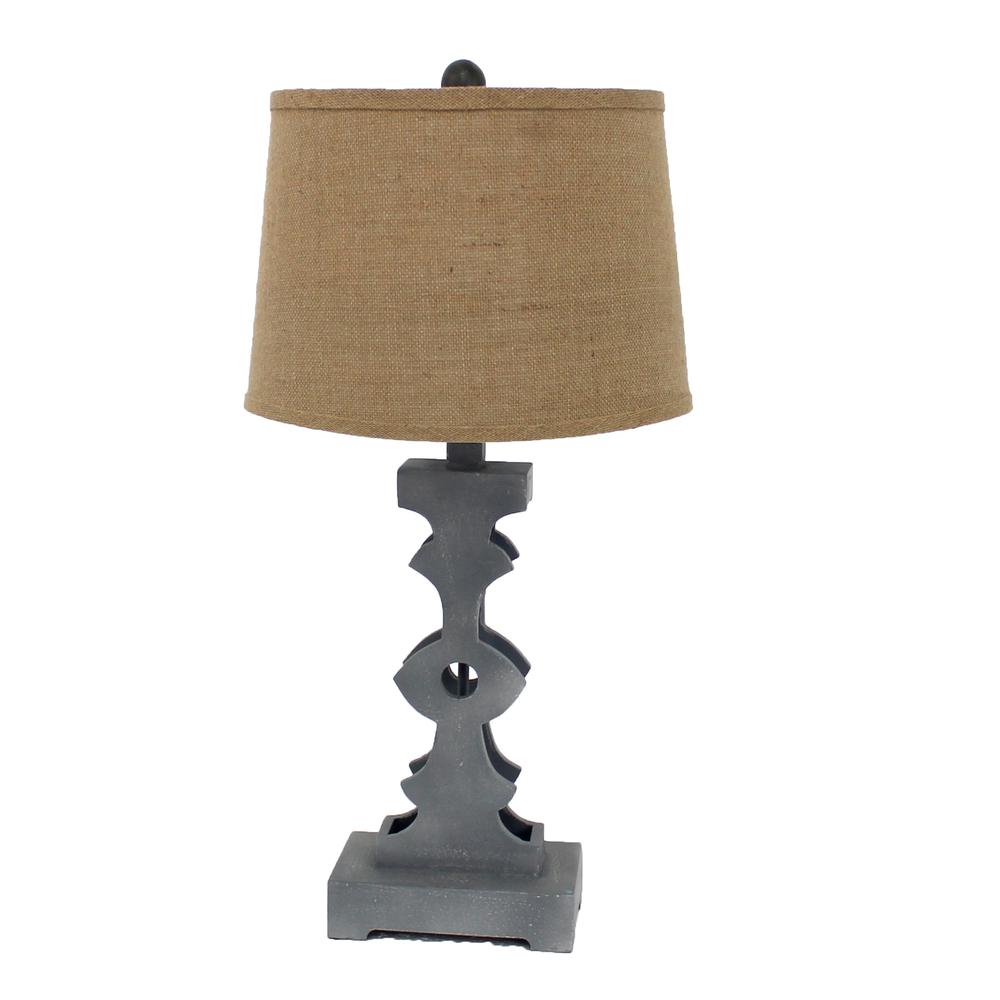 Industrial Table Lamp With Khaki Linen Shade. Picture 1