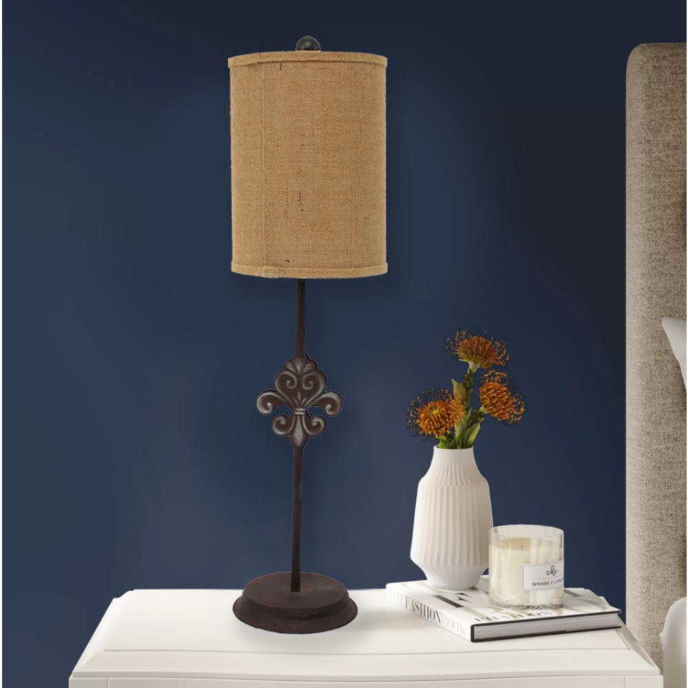 Traditional Fleur-De-Lis Bronze Table Lamp. Picture 5