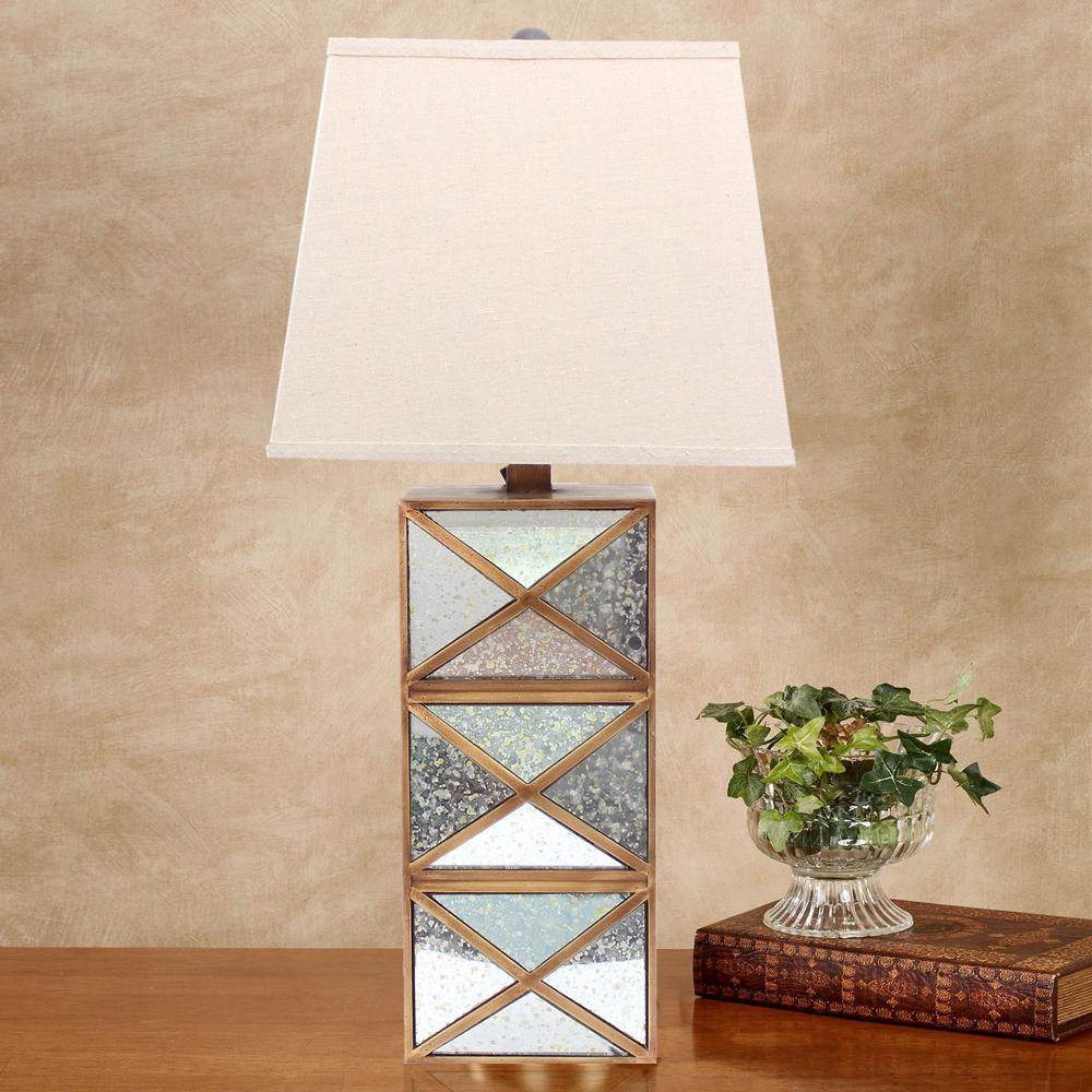 Modern Illusionary Table Lamp With Mirrored Gold Base. Picture 3