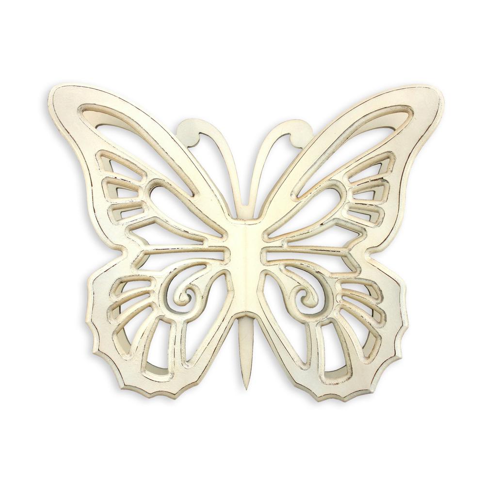Rustic Butterfly Wooden Wall Decor With Light Yellow Finish. Picture 2