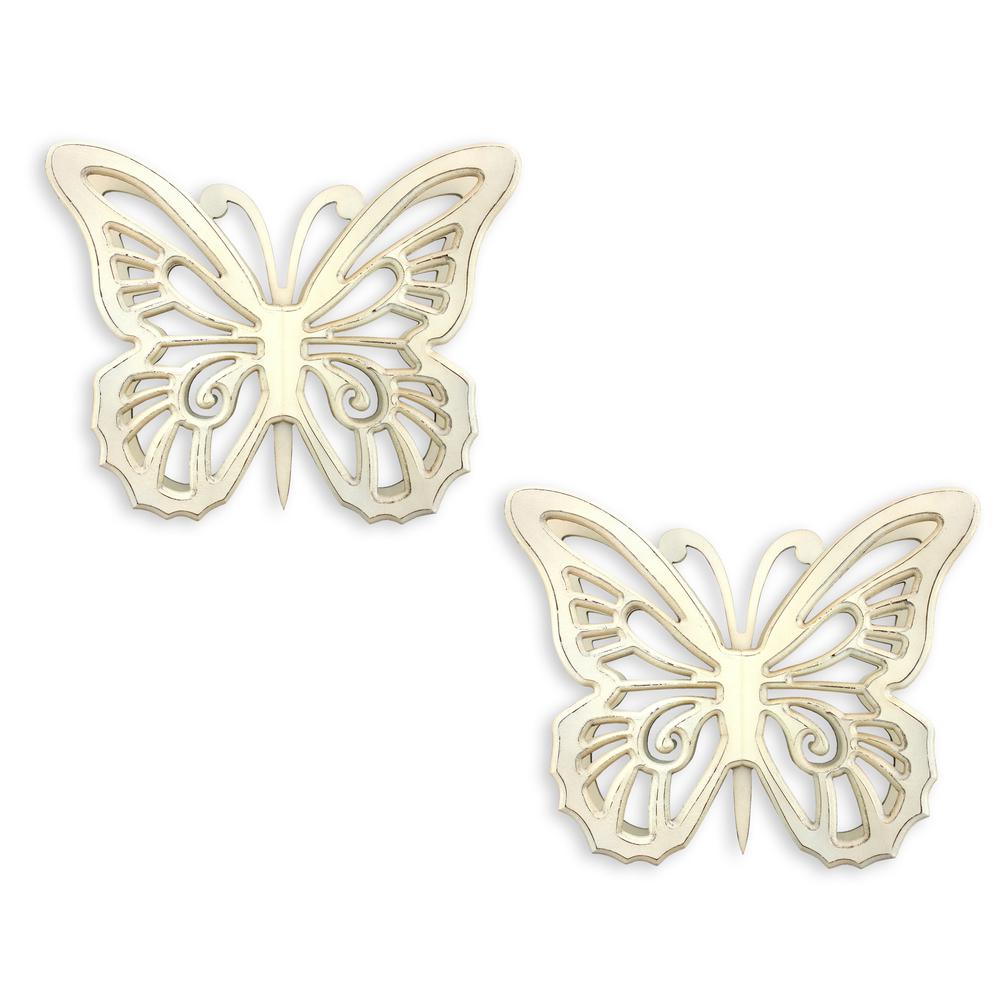 Rustic Butterfly Wooden Wall Decor With Light Yellow Finish. Picture 3