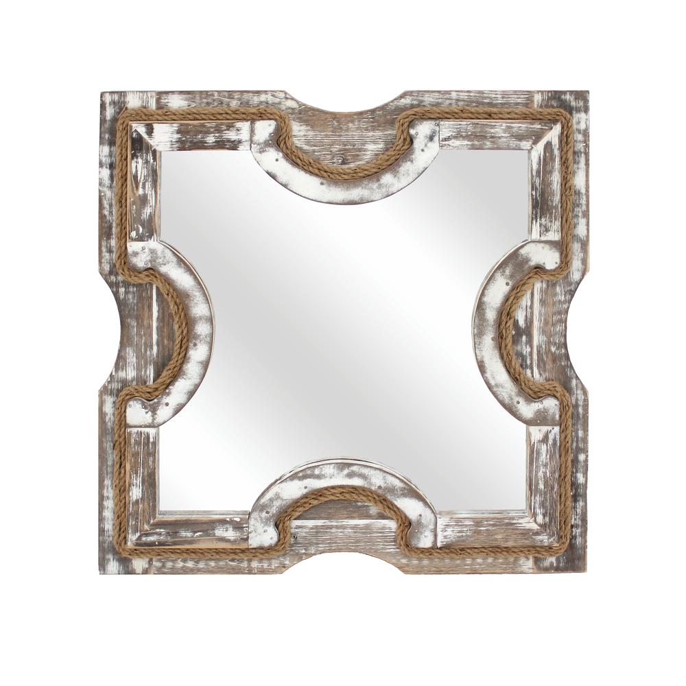 Rustic White-Washed Wooden Mirror Wall Decor. Picture 2