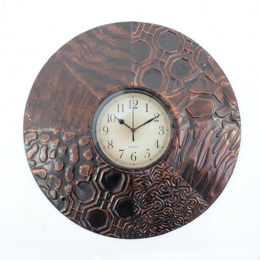 Vintage Espresso Finished Metal Wall Clock. Picture 1