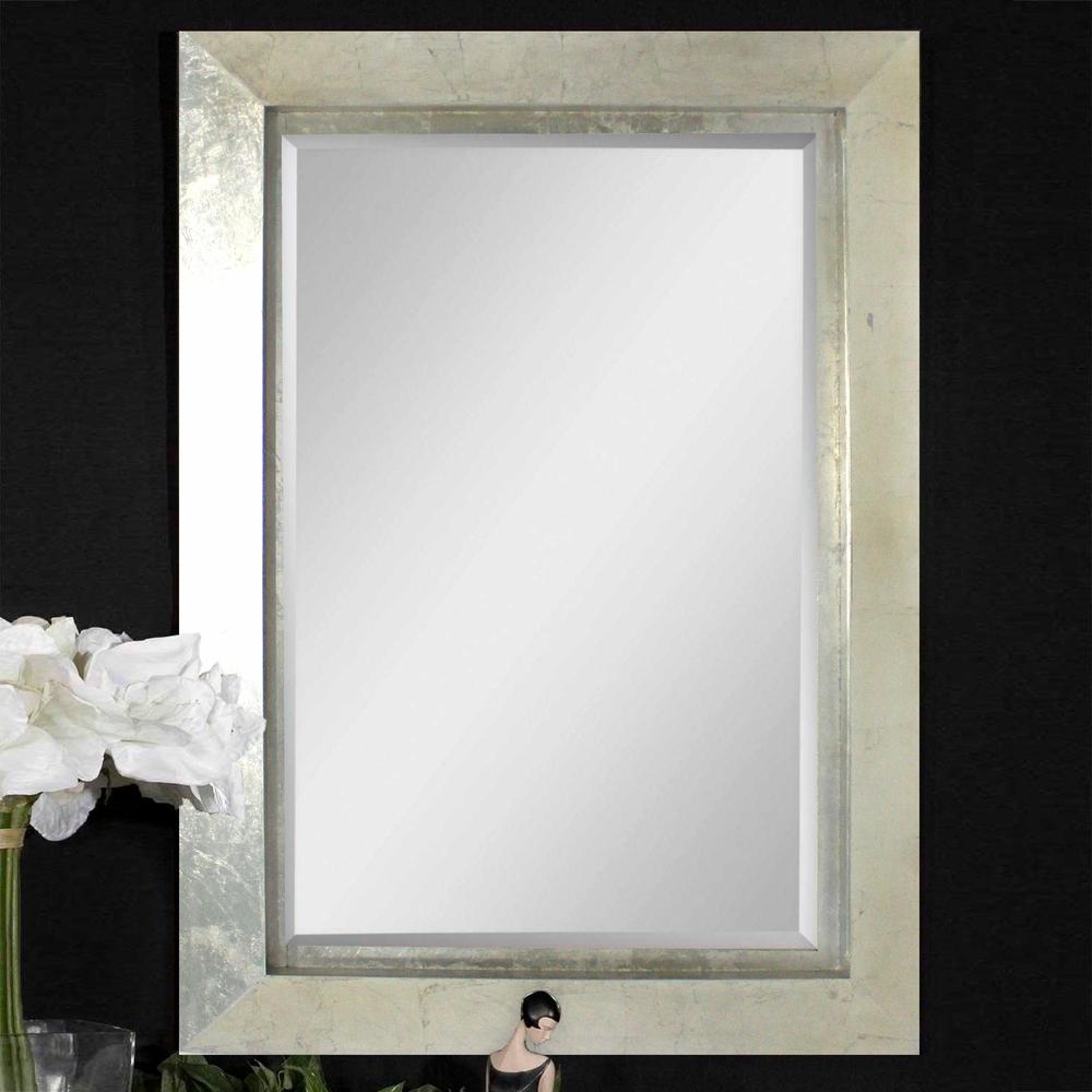 Contemporary Rectangular Silver Cosmetic Mirror. Picture 1