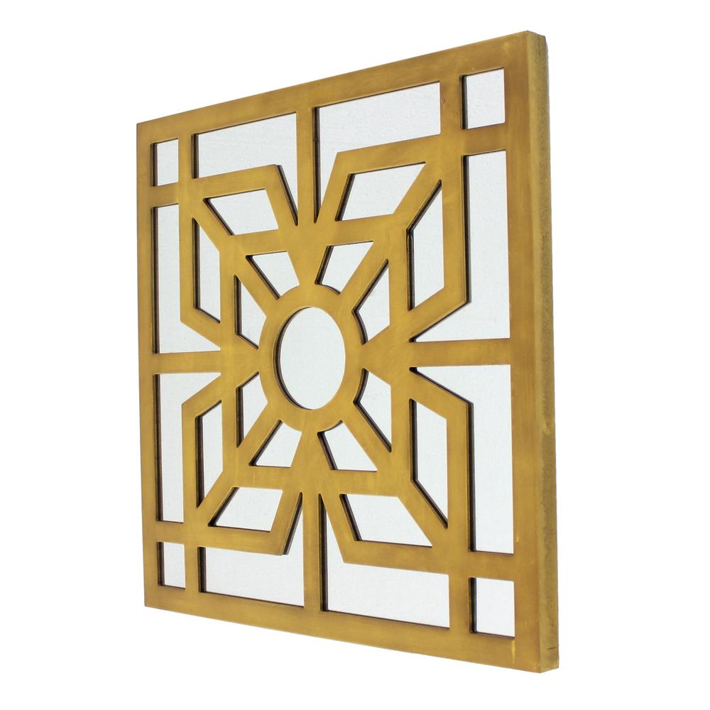 Modern Mirrored Bright Gold Wooden Wall Decor. Picture 2