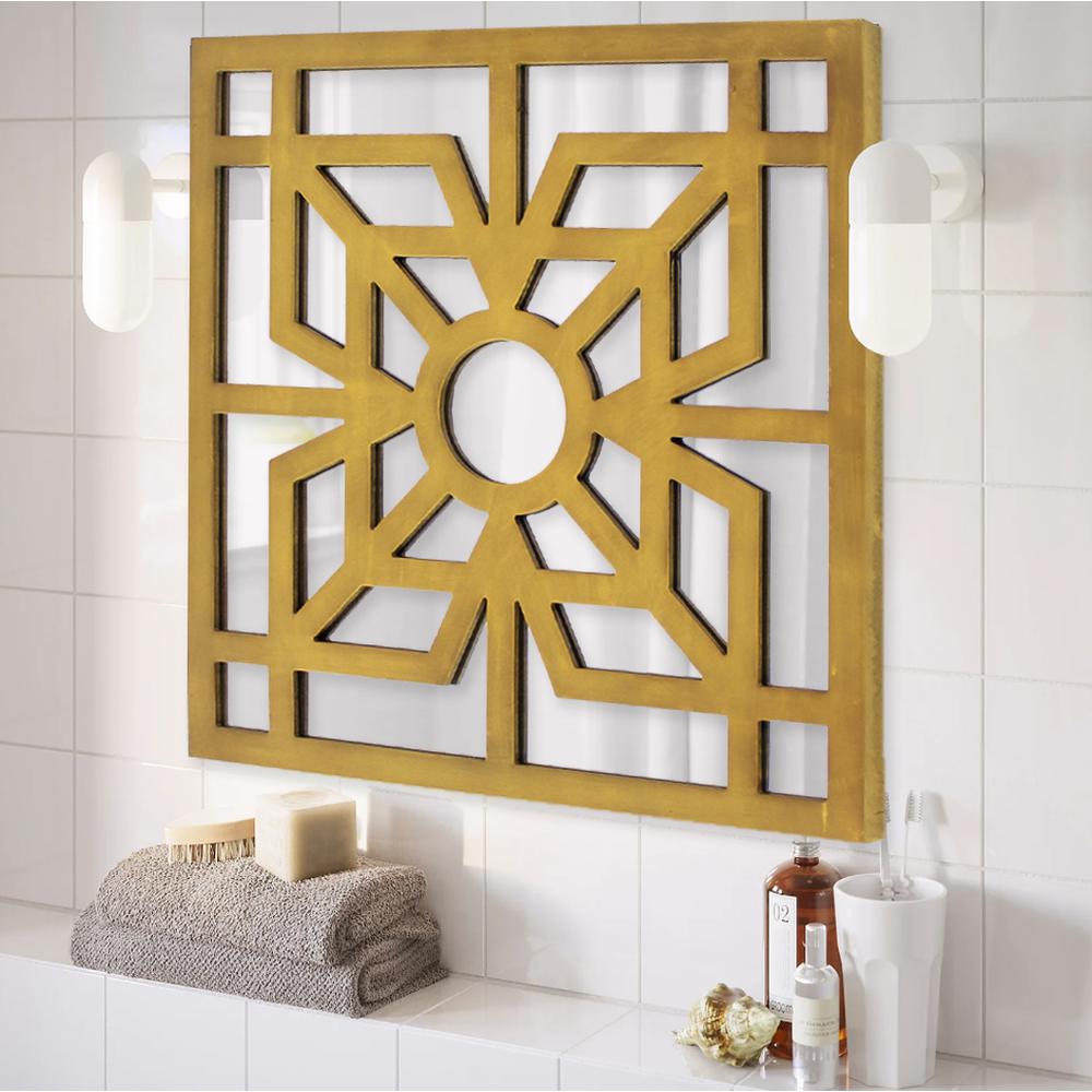 Modern Mirrored Bright Gold Wooden Wall Decor. Picture 5