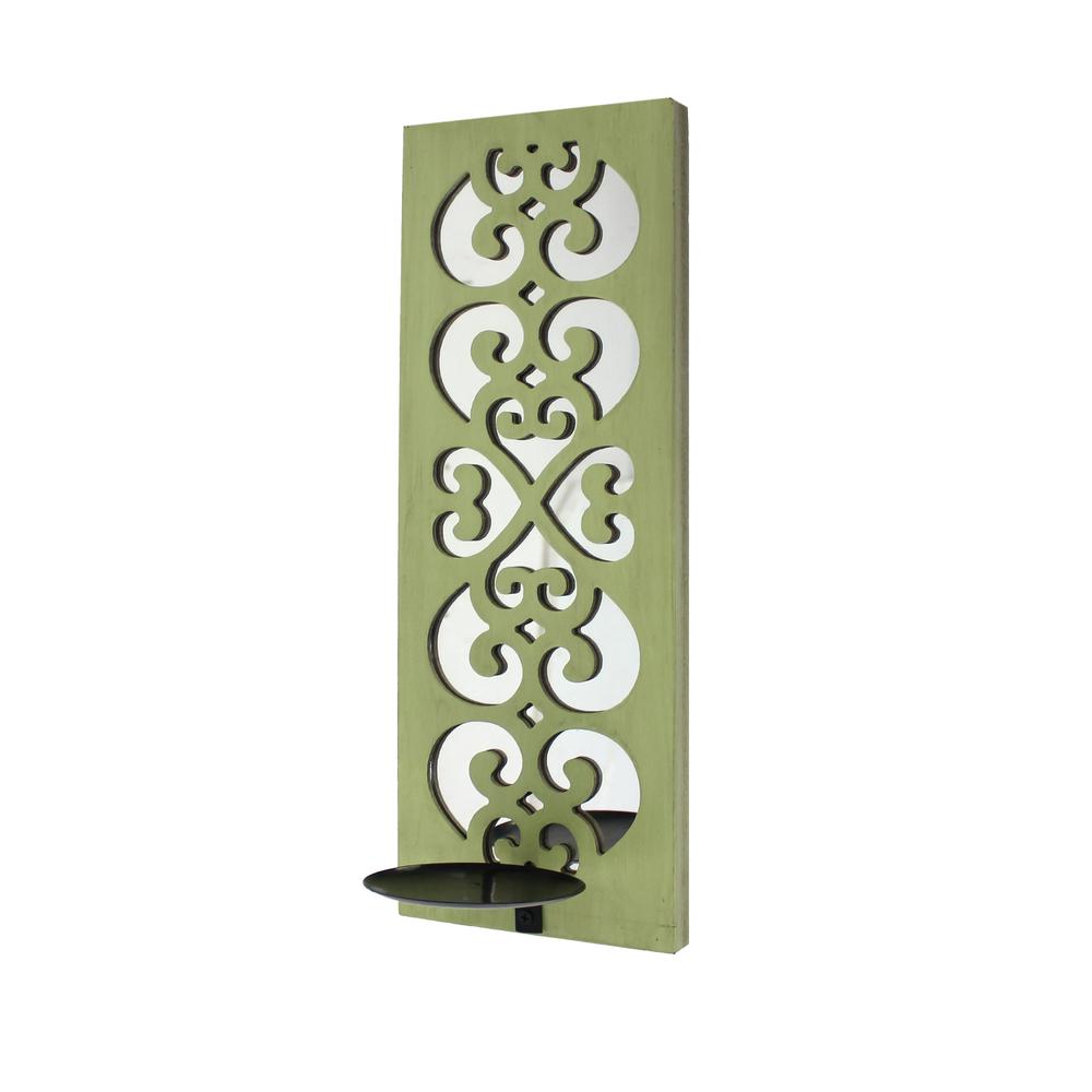 Traditional Green Candle Holder Sconce With Mirror. Picture 2