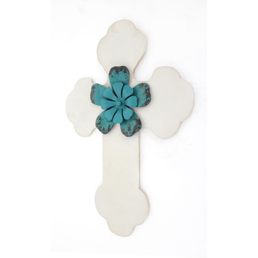 Rustic White Cross Wooden Wall Decor. Picture 1