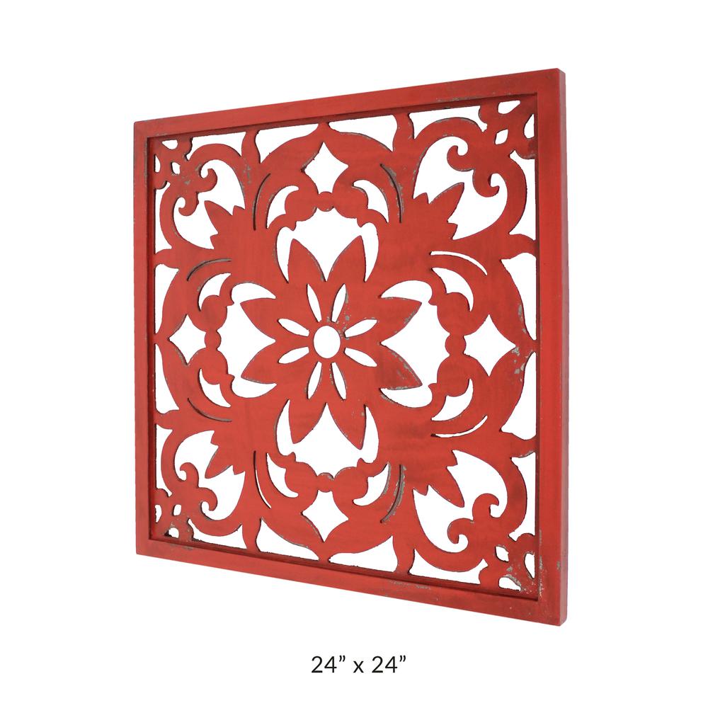 Vintage Red Floral Wall Plaque. Picture 3