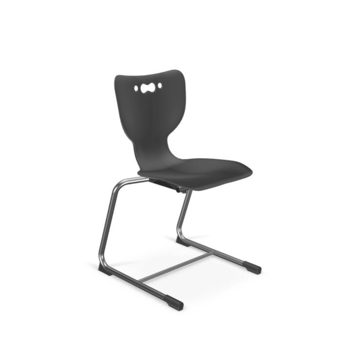 Hierarchy Cantilever School Chair,  14" Height, Chrome Frame, Black Shell. Picture 1