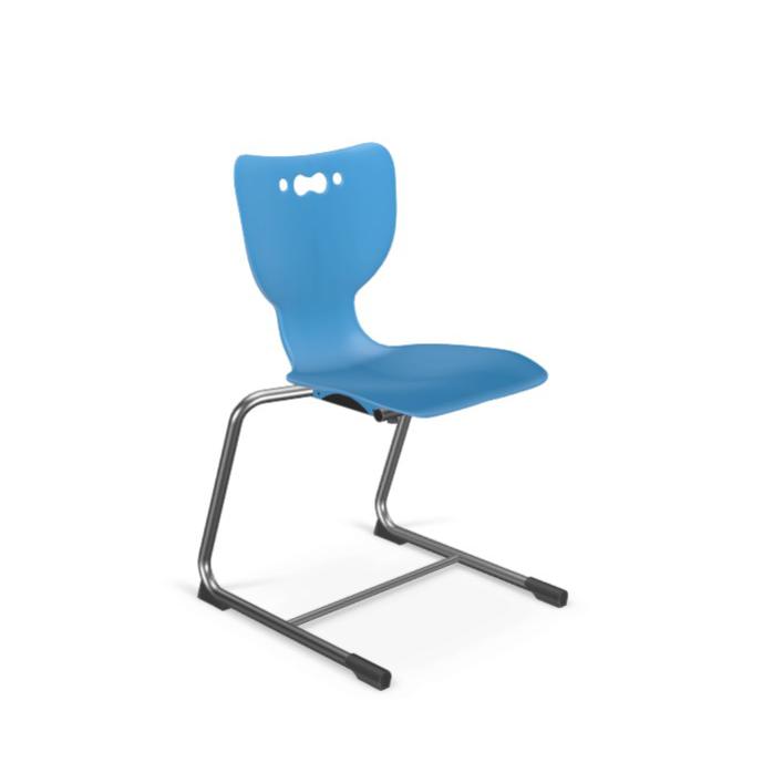 Hierarchy Cantilever School Chair,  14" Height, Chrome Frame, Blue Shell. Picture 1