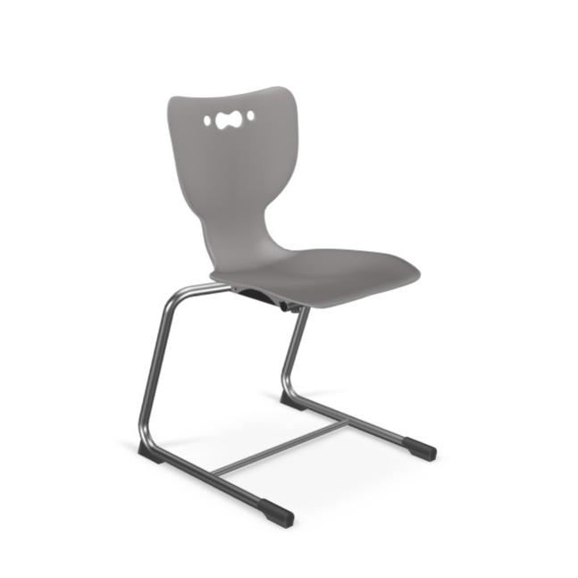 Hierarchy Cantilever School Chair,  14" Height, Chrome Frame, Grey Shell. Picture 1