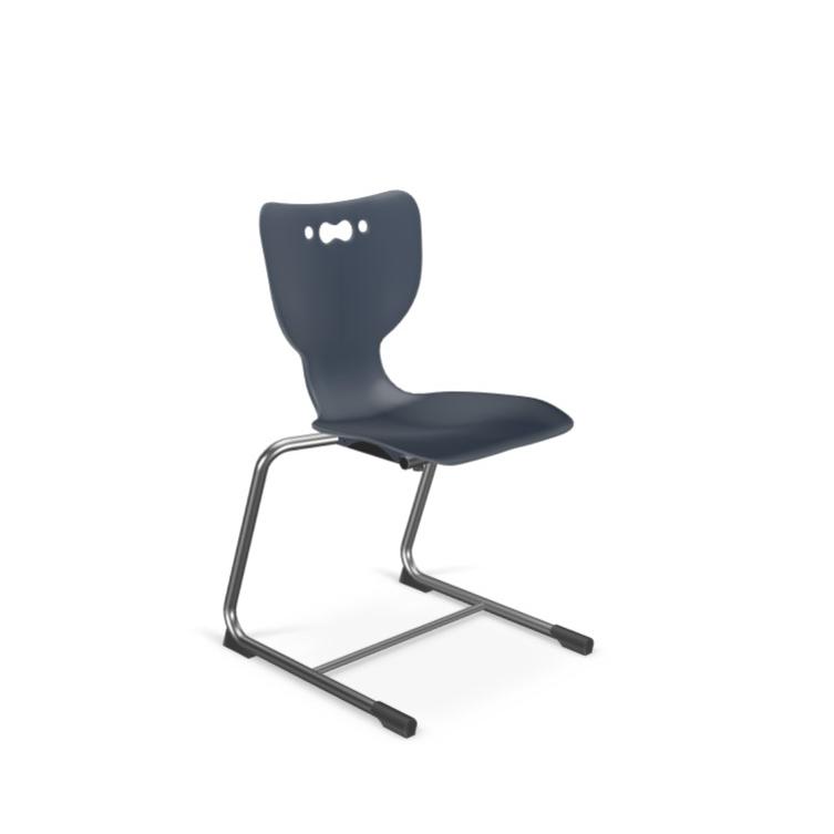 Hierarchy Cantilever School Chair,  14" Height, Chrome Frame, Navy Shell. The main picture.