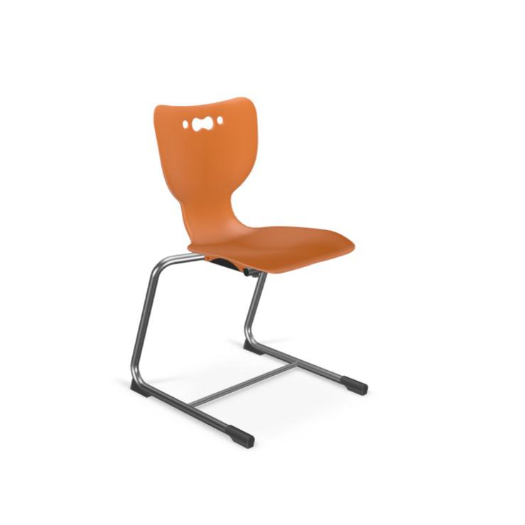 Hierarchy Cantilever School Chair,  14" Height, Chrome Frame, Orange Shell. Picture 1