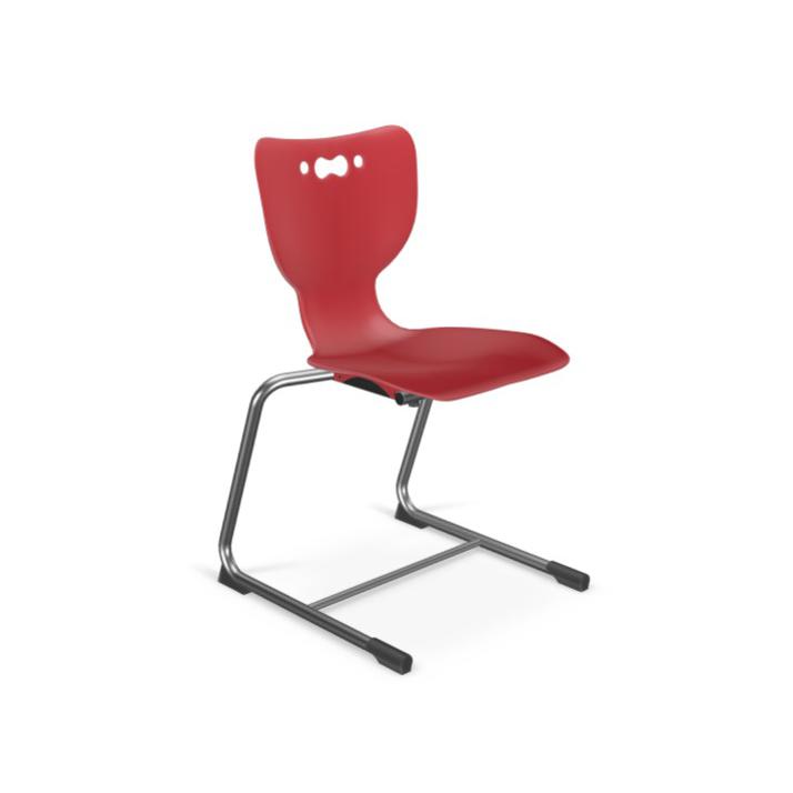 Hierarchy Cantilever School Chair,  14" Height, Chrome Frame, Red Shell. Picture 1