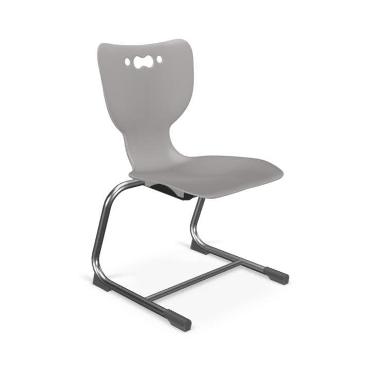 Hierarchy Cantilever School Chair,  16" Height, Chrome Frame, Grey Shell. Picture 1