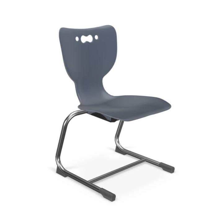 Hierarchy Cantilever School Chair,  16" Height, Chrome Frame, Navy Shell. Picture 1