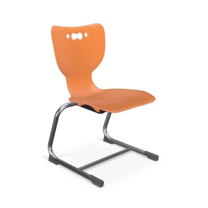 Hierarchy Cantilever School Chair,  16" Height, Chrome Frame, Orange Shell. Picture 1
