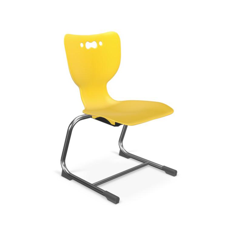 Hierarchy Cantilever School Chair, 16" Height, Chrome Frame, Yellow Shell. Picture 1