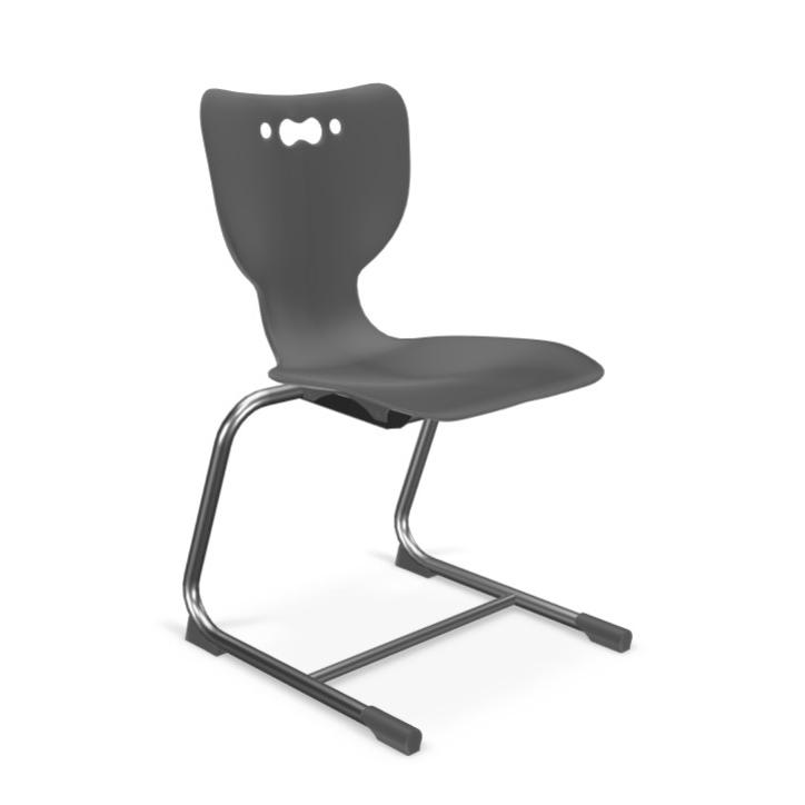 Hierarchy Cantilever School Chair,  18" Height, Chrome Frame, Black Shell. Picture 1