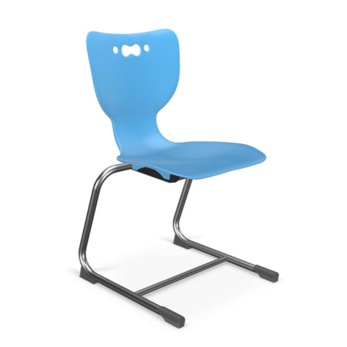 Hierarchy Cantilever School Chair,  18" Height, Chrome Frame, Blue Shell. Picture 1