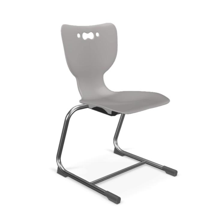 Hierarchy Cantilever School Chair, 18" Height, Chrome Frame, Grey Shell. Picture 1