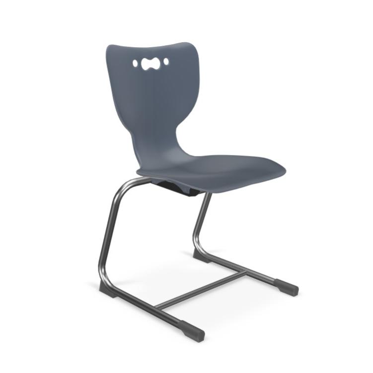 Hierarchy Cantilever School Chair,18" Height, Chrome Frame, Navy Shell. Picture 1