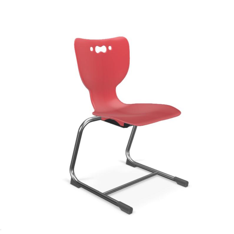 Hierarchy Cantilever School Chair, 18" Height, Chrome Frame, Red Shell. Picture 1